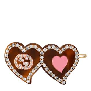 Hair clip with GG and hearts