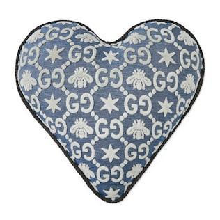 Heart-Shaped Gg Jacquard Cushion