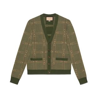Horsebit Jacquard Knit Cardigan