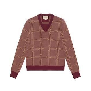 Horsebit Jacquard Knit Sweater