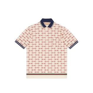 Horsebit Print Cotton Polo Shirt