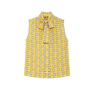 Horsebit Print Silk Shirt