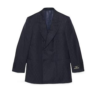 Horsebit Striped Wool Jacket
