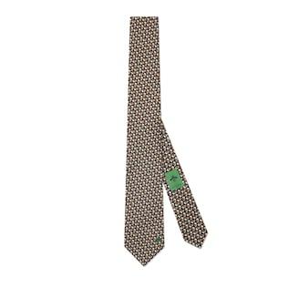 Interlocking G Baseball Hat Print Silk Tie