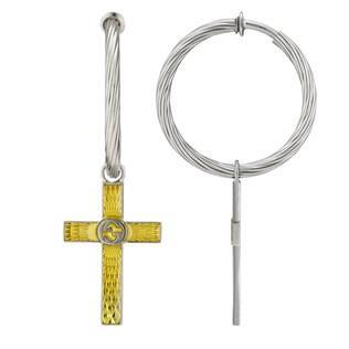 Interlocking G enamel cross single earring