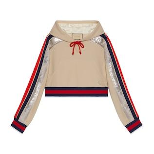 Jersey Hooded Top With Web Detail