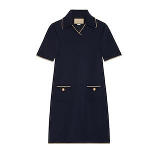 Knit Cotton Blend Polo Dress