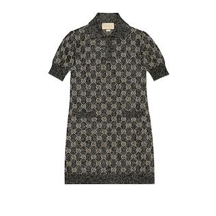 Lamé Gg Jacquard Polo Dress