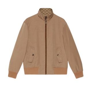 Leather and Gg Canvas Reversible Jacket