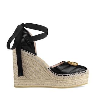 Leather platform espadrille