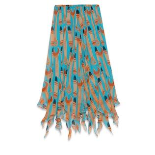 Lipstick and Tool Print Silk Skirt