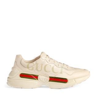 Men's Rhyton Gucci logo leather sneaker