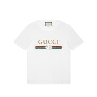 Oversize Washed T-Shirt With Gucci Logo
