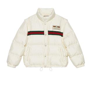 Padded Nylon Bomber Jacket With Web