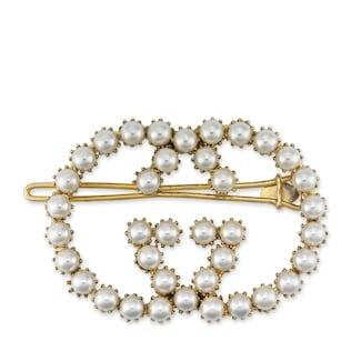 Pearl Interlocking G hair clip