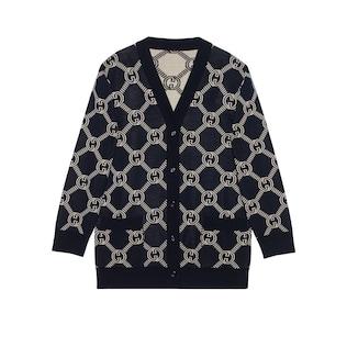 Reversible Gg Wool Jacquard Cardigan