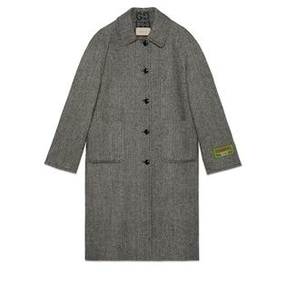 Reversible Chevron Gg Wool Coat