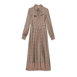 Round G Print Silk Dress