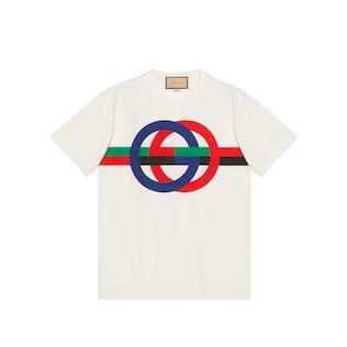 Round Gg Print Cotton T-Shirt