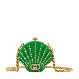 Shell-shaped minaudière with crystals