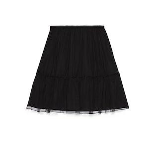 Short Silk Ruffle Skirt