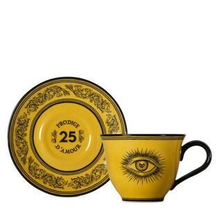 Star Eye Print Tea Cup and Saucer, Set of Two