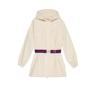 Tweed Hooded Jacket With Belt