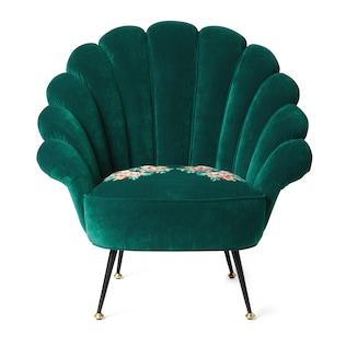 Velvet Armchair With Embroidered Flowers