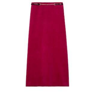 Velvet Skirt With Horsebit Belt
