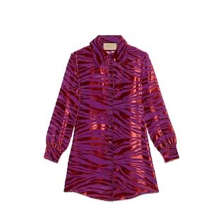 Zebra Motif Velvet Shirt