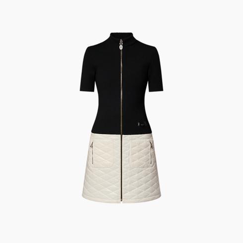  Malletage Accent Zip-Up Dress