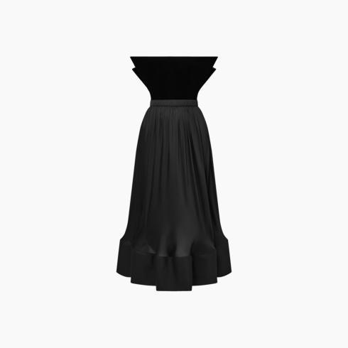 3d Bustier Velvet Hem Dress