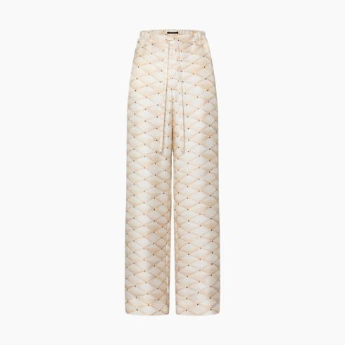 3d Malletage Print Wide-Leg Pajama Pants