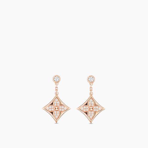 Color Blossom BB Star Ear Studs, Pink Gold And Diamonds
