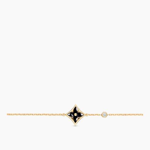 Color Blossom Bb Star Bracelet,  Yellow Gold, Onyx And Diamond
