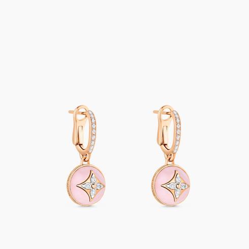 Color Blossom Earrings, Pink Gold, White Gold, Pink Opal And Diamonds