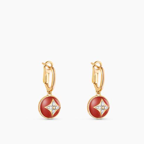 Color Blossom Earrings, Yellow Gold, White Gold, Cornelian And Diamonds