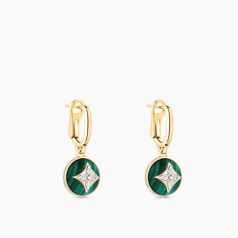 Color Blossom Earrings, Yellow Gold, White Gold, Malachite And Diamonds
