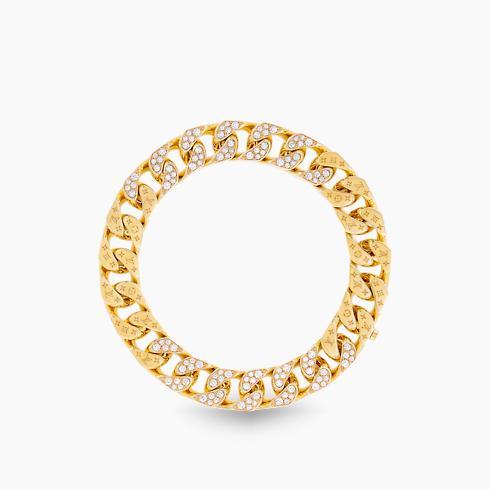 Cuban Chain Bracelet, Yellow Gold and Diamonds