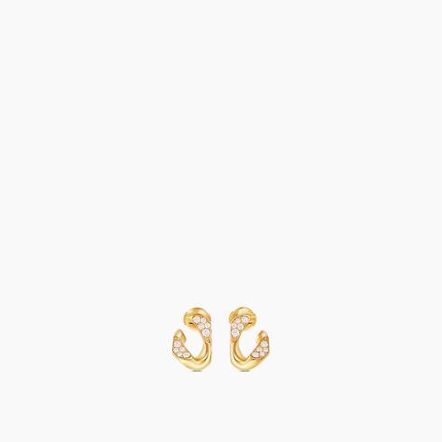 Cuban Chain Earrings, Yellow Gold and Diamonds