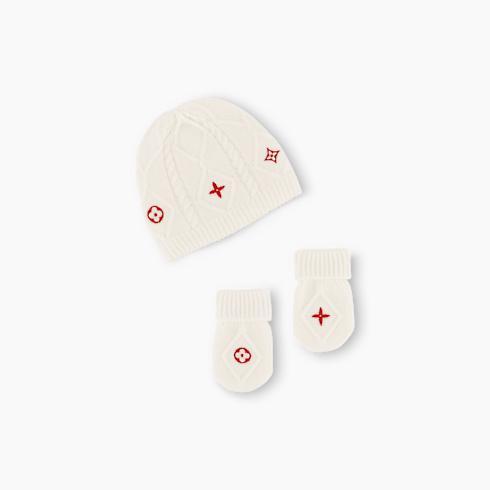 Embroidered Beanie and Mittens Set