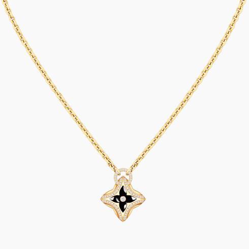 Ever Blossom Pendant, Yellow Gold, Onyx & Diamonds