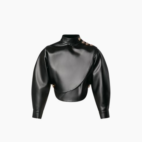 Faux Leather Circle Top