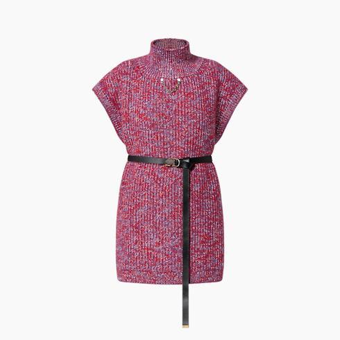 Felted Wool High Neck Knit Mini Dress