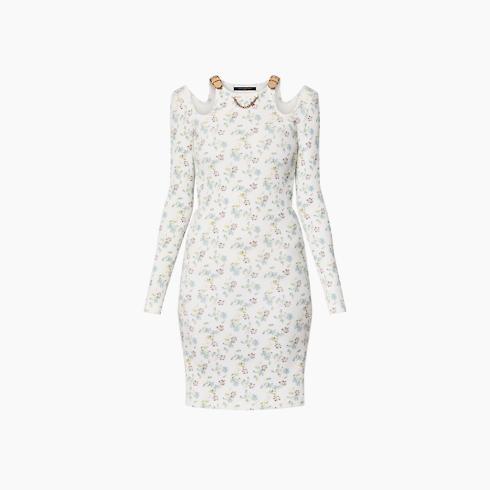 Floral Print Eyelet Strap Dress