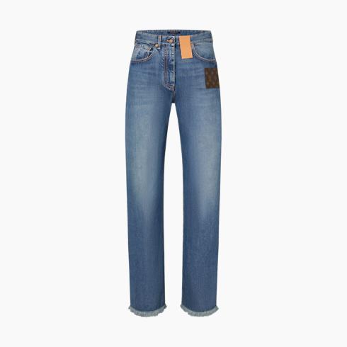 Frayed Hem Straight-Cut Jeans