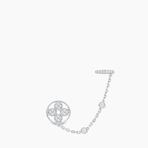 Idylle Blossom Mono Chain Earring, White Gold And Diamonds - Per Unit