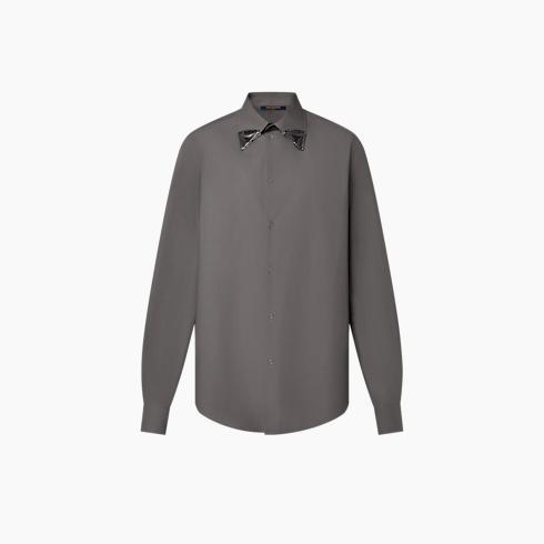 Jewel Collar Long-Sleeved Cotton Shirt