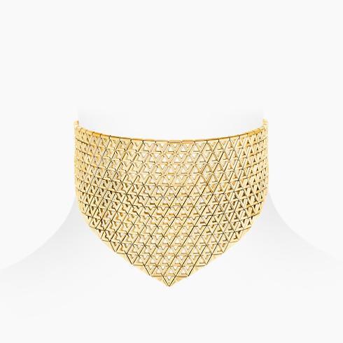 LV Volt Mesh Necklace, Yellow Gold