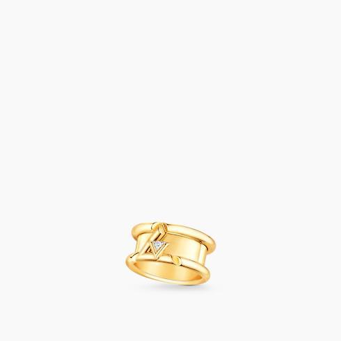 LV Volt One Band Ring, Yellow Gold And Diamond
